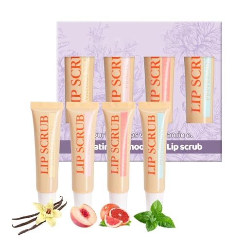 Lip Scrub Stick, Lip Peeling, Moisturizing Lip Stick, Lip Peeling Set, 4-teiliges Set Lip Scrub Stick Set Moisturizing Lip Scrub Peeling Stick for Smoother, Softer Lips, Perfect for Daily Care von Ceprznvey