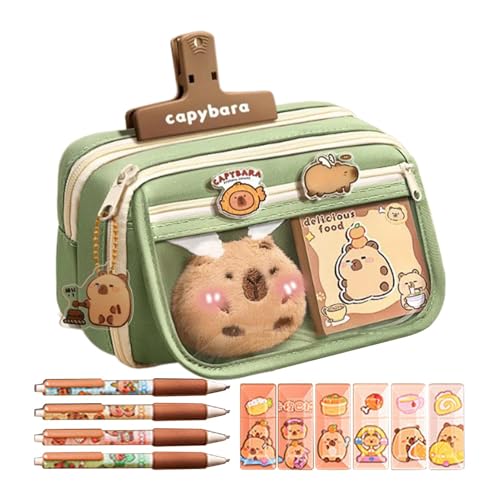 Pencil Case, Pen Pouch, Cute 9-Layer Large Capacity with Quirky Capybara Print Pencil Holder for Work Supplies, Teen Girls, 8.27x5.12x2.95 inches, PVC and Canvas von Ceprznvey