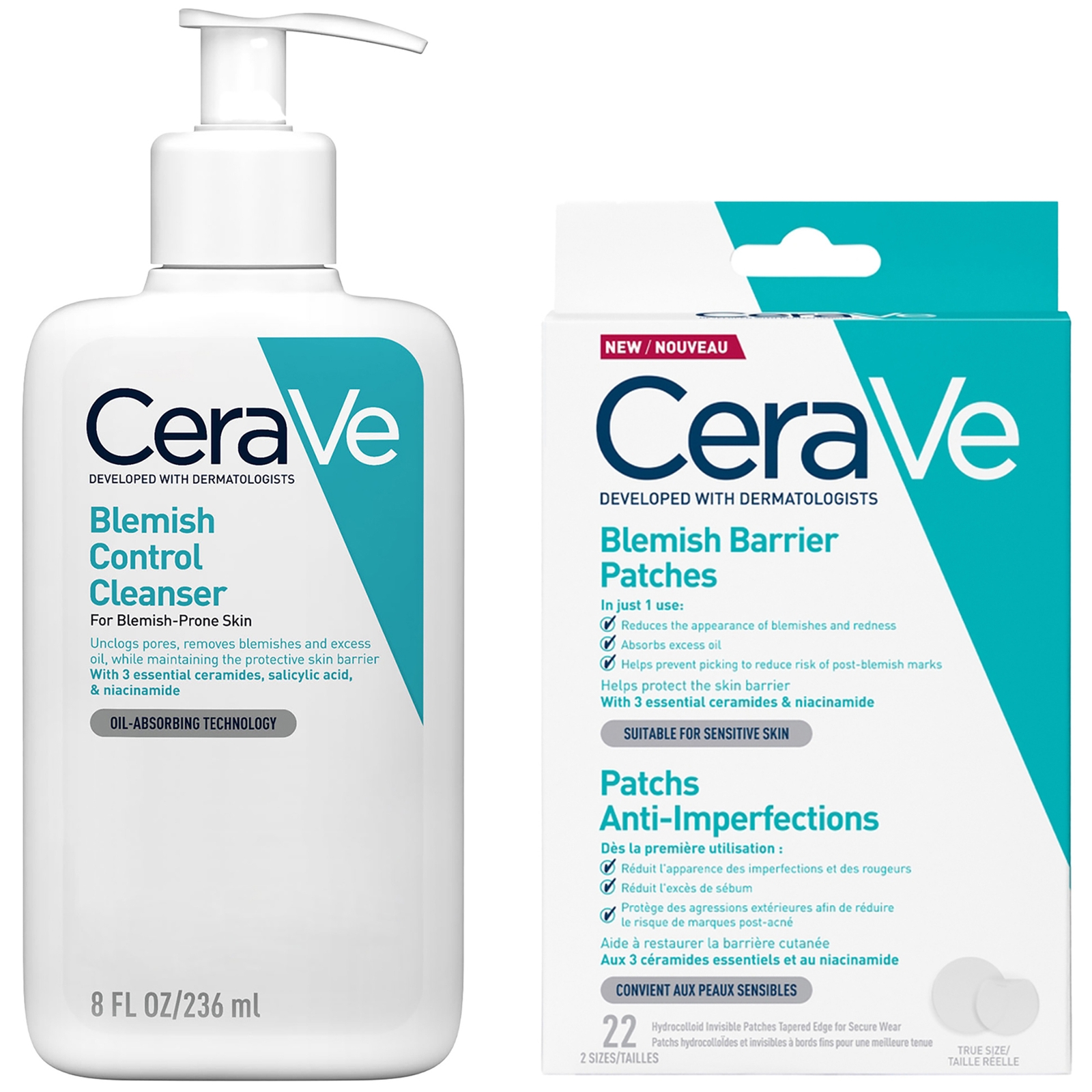 CeraVe Breakout SOS Routine: CeraVe Blemish Control Cleanser Face Wash + Blemish Barrier Patches Pack of 22 von CeraVe