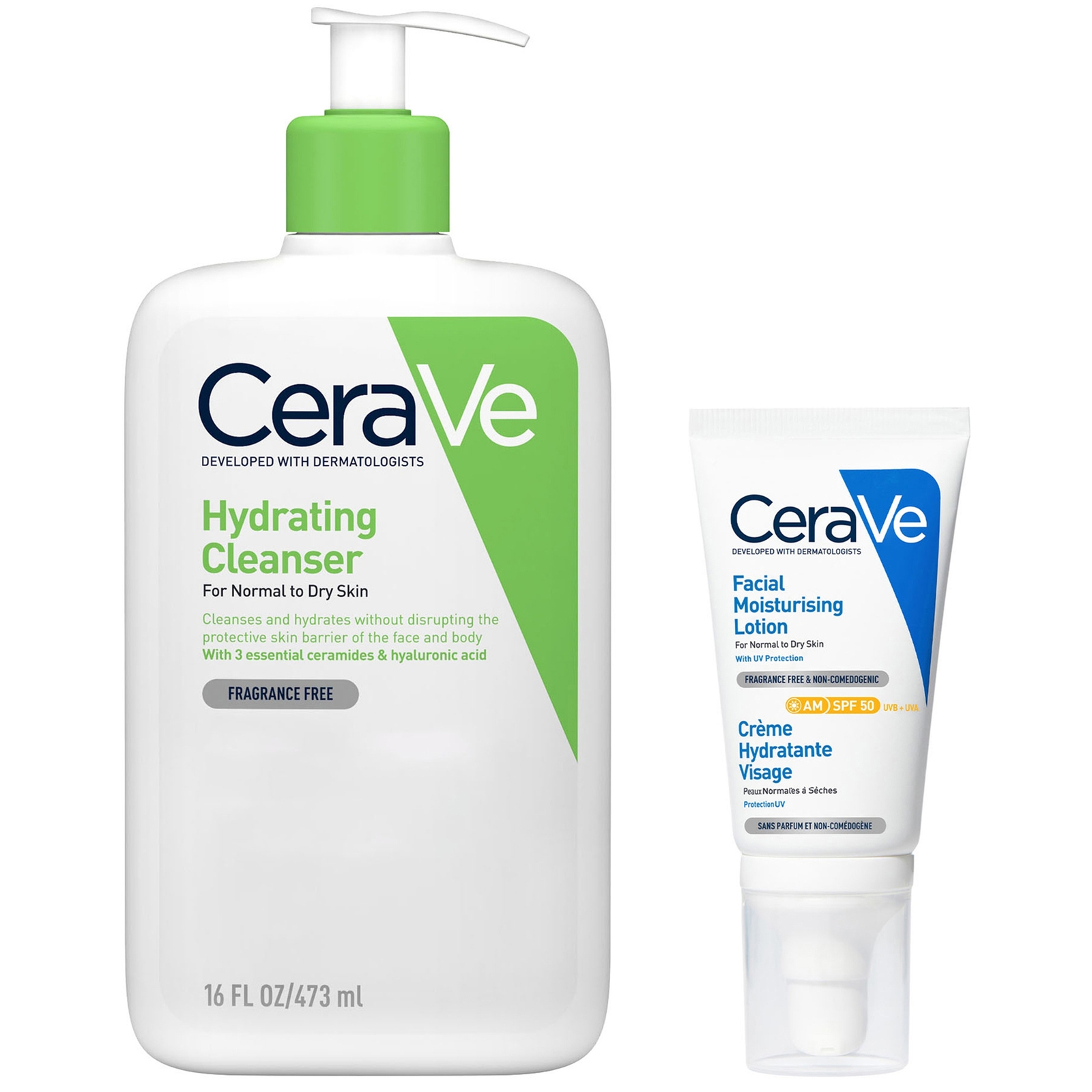 CeraVe Cleanse and Protect Face Routine for Dry Skin, Hydrating Cleanser and Facial Moisturiser with SPF 50 CeraVe Cleanse and Protect Face Routine for Dry Skin, Hydrating Cleanser and Facial Moisturiser with SPF 50 von CeraVe