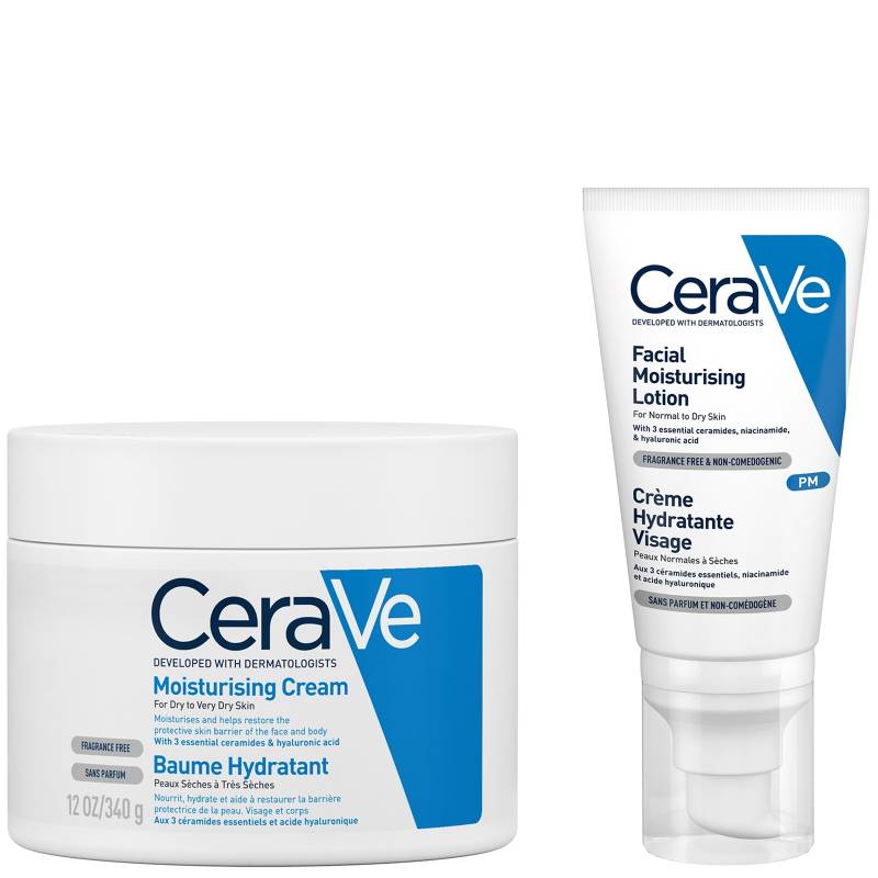 CeraVe Evening Moisturising Routine for Dry Skin, Body and Face Moisturiser with Hyaluronic Acid von CeraVe