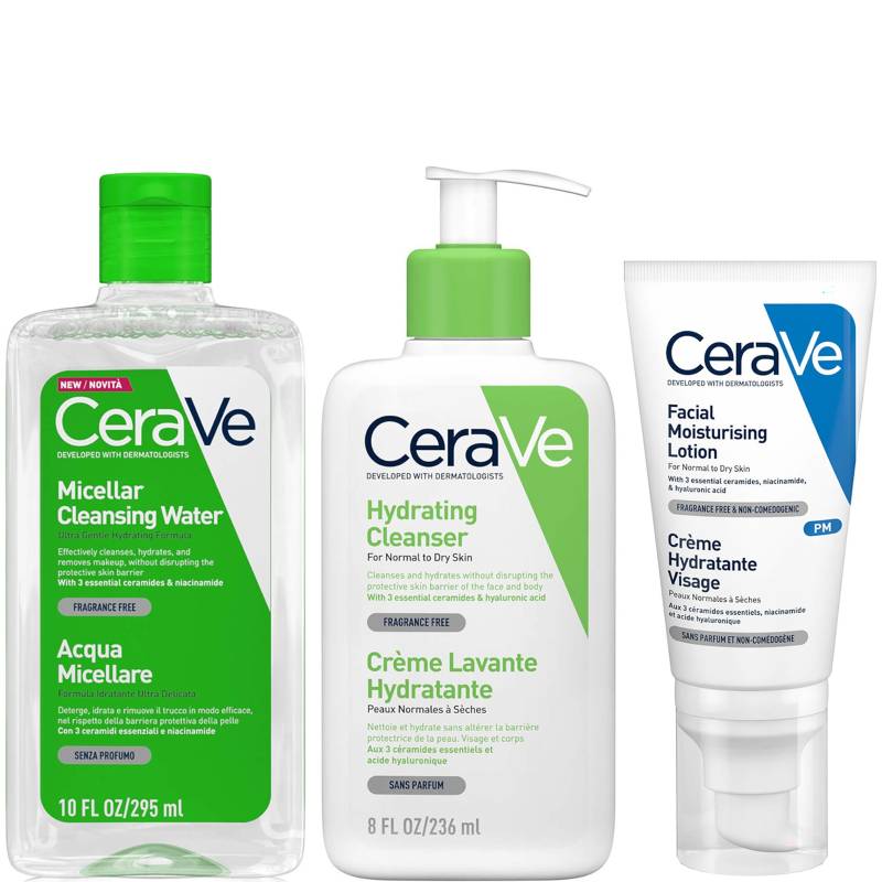 CeraVe Hydrating 3 Step Double Cleanse and Moisturise Bundle von CeraVe