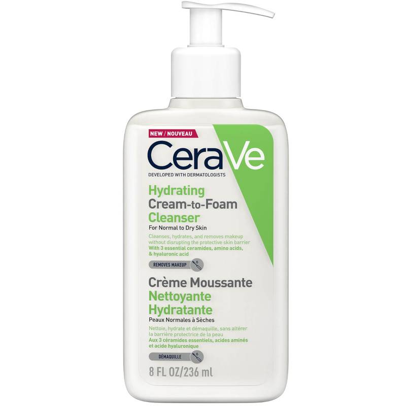 CeraVe Feuchtigkeitspflege-zu-Reinigungsschaum mit Aminosäuren für Normale bis Trockene Haut 236 ml von CeraVe