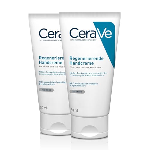 CeraVe Regenerierende Handcreme für extrem trockene, raue Hände, Mit Hyaluron und 3 essenziellen Ceramiden, 2 x 50ml von CeraVe