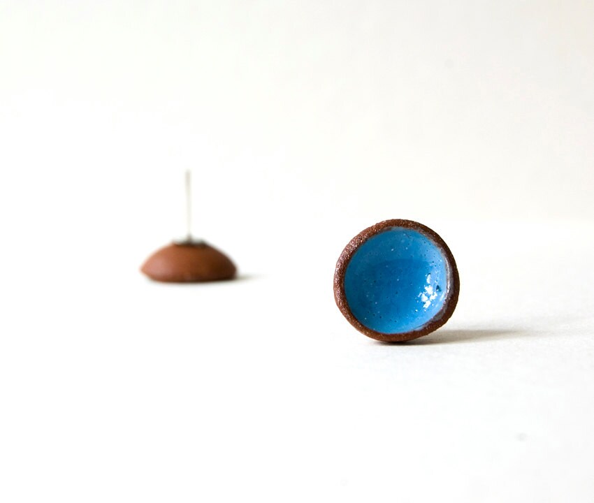 Blaue Ohrringe, Runde Ohrstecker, Keramik Post Blaue Kleine Silber Post, Urlaub Geschenk Blaue Ohrringe, Runde Ohrstecker, Keramik Post Blaue Kleine Silber Post, Urlaub Geschenk von Ceramicata
