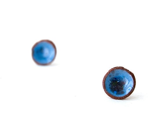 Blaue Ohrstecker, Keramik Ohrringe, Post Kleine Silber Post, Kreis Urlaub Geschenk Blaue Ohrstecker, Keramik Ohrringe, Post Kleine Silber Post, Kreis Urlaub Geschenk von Ceramicata