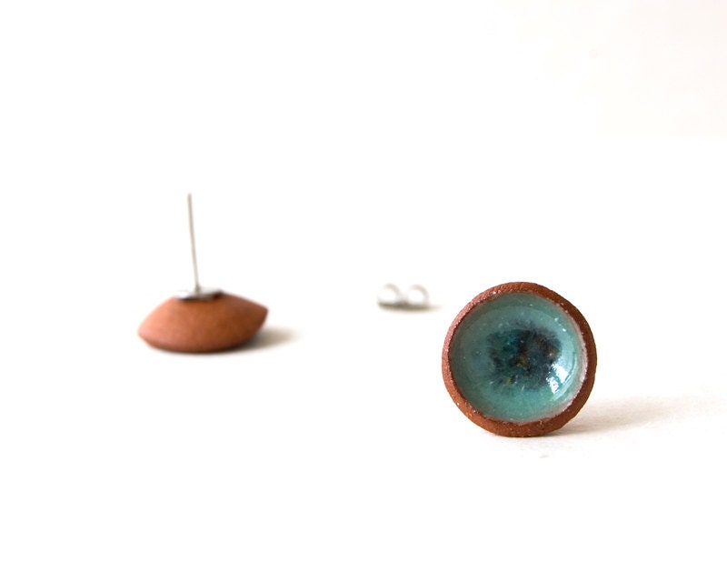 Blaue Ohrstecker, Kreis Keramik Ohrringe, Post Runde Silber Post, Urlaub Geschenk Blaue Ohrstecker, Kreis Keramik Ohrringe, Post Runde Silber Post, Urlaub Geschenk von Ceramicata