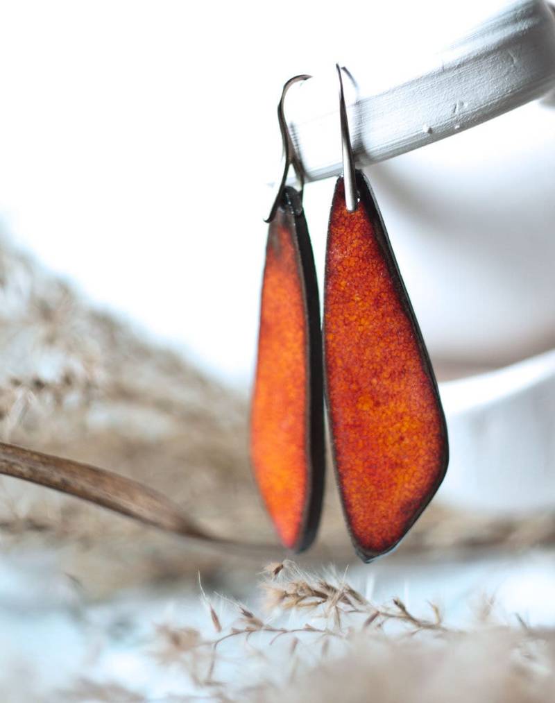 Einzigartige Handgemachte Ohrringe | Handgemachte Keramikohrringe Baumeln Und Tropfen Rot Orange Farbe Keramik Tonschmuck Reizendes Geschenk Für Sie von CeramikaZapiecek