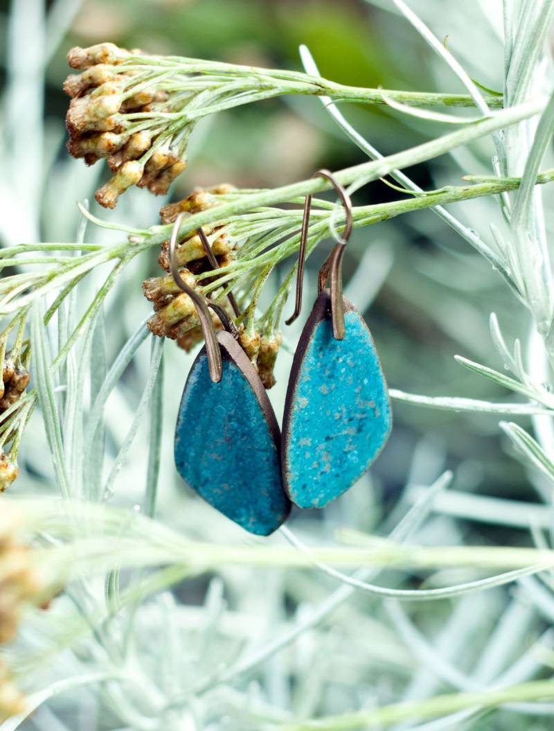 Handgemachte Keramikohrringe Tiefblaue Laguna Keramik von CeramikaZapiecek