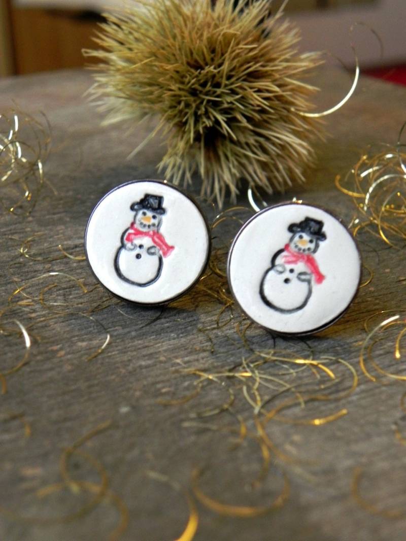 Keramik-Manschettenknöpfe Schneemann Keramik Neuheit Geschenk Für Männer Urlaub Manschettenknöpfe Best Man Groomsman Coworker Boss Vater von Ceraminic