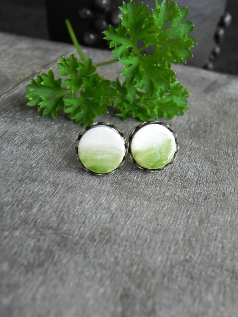 Keramik Ombre Ohrstecker, Porzellanschmuck, Grün, Rot, Blau Ohrringe, Ohrstecker Für Frauen, Kleine Geschenk von Ceraminic