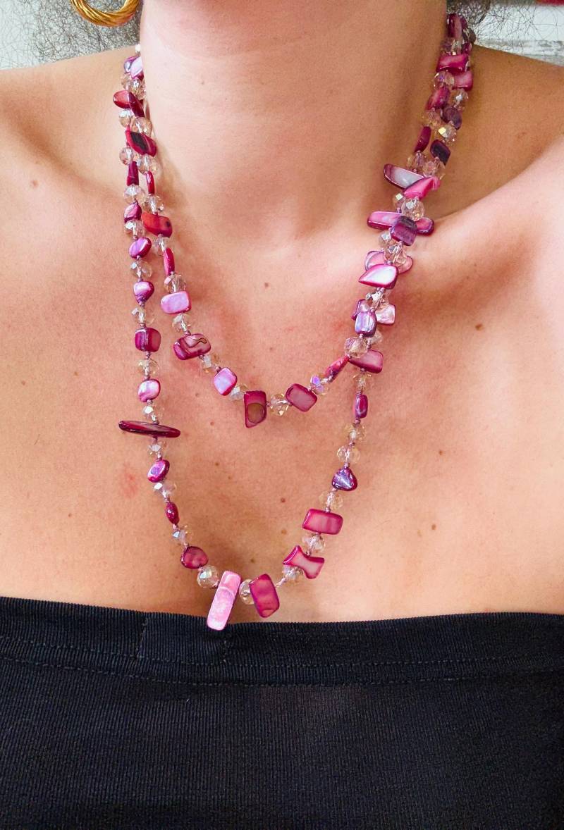 Handgefertigte Perlmutt & Glasperle Multi-Way Halskette - 62.5 cm von CerasellaBoutique