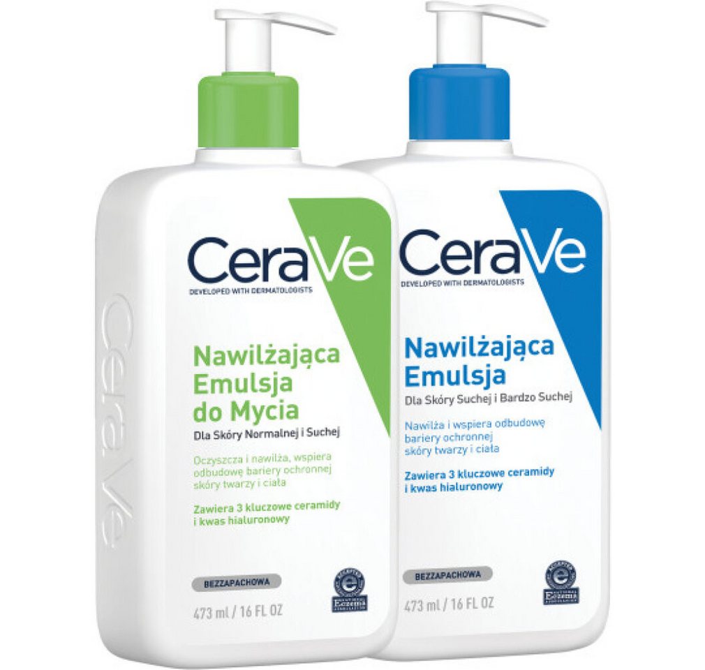 Cerave Hautpflege-Set Feuchtigkeitsspendendes Pflegeset für trockene Haut 2 x 473 ml von Cerave