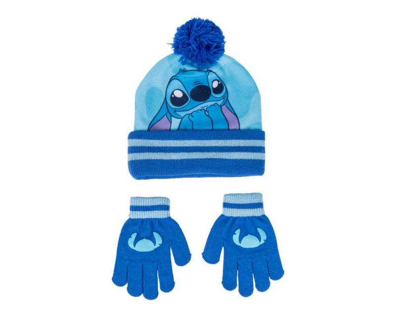 Cerda Bommelmütze Disney Lilo & Stitch 2er Set Kinder Winter Accessoire Handschuh von Cerda