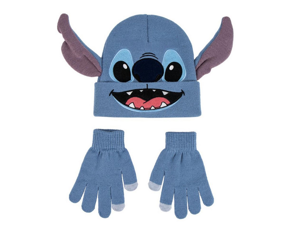 Cerda Bommelmütze Disney Stitch 2er Set Kinder Winter Accessoire Mütze Handschuh von Cerda