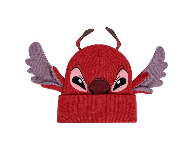 Cerda Bommelmütze Disney Stitch Rot Mütze für Kinder Beanie Design Wintermütze von Cerda