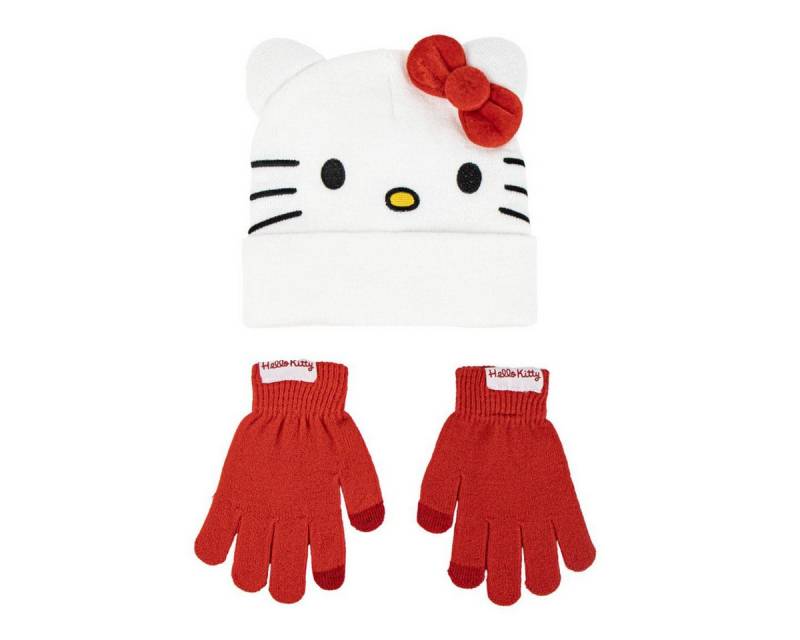 Cerda Bommelmütze Hello Kitty 2er Set Kinder Winter Accessoire Mütze Handschuh Mädchen von Cerda