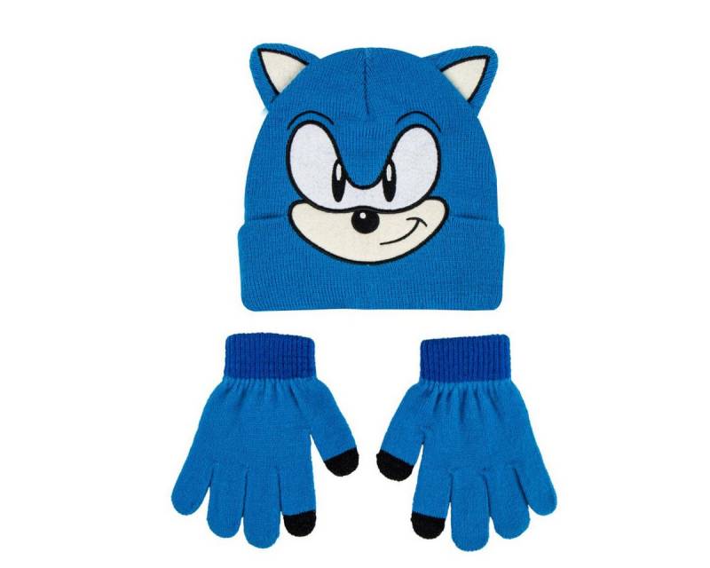 Cerda Bommelmütze Sonic 2er Set Kinder Winter Accessoire set mit Handschuh von Cerda