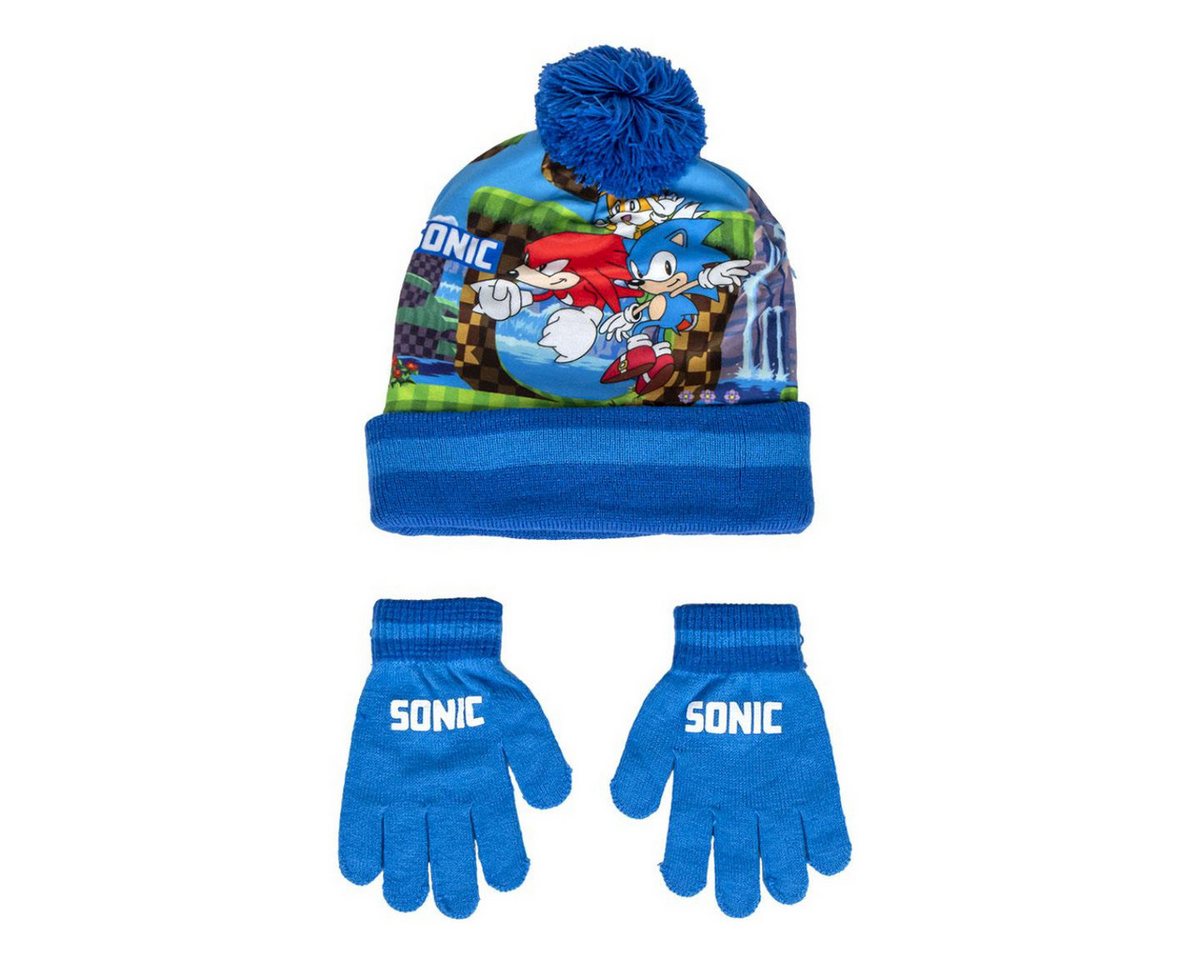 Cerda Bommelmütze Sonic 2er Set Kinder Winter Accessoire set mit Handschuh von Cerda