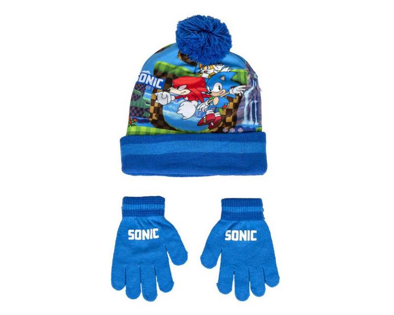 Cerda Bommelmütze Sonic 2er Set Kinder Winter Accessoire set mit Handschuh von Cerda