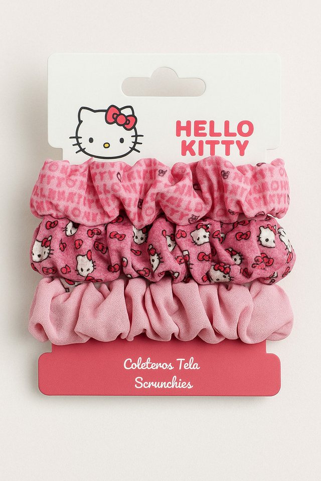 Cerda Haargummi Hello Kitty Haargummi Set – 3 Scrunchies für Kinder im süßen Design von Cerda