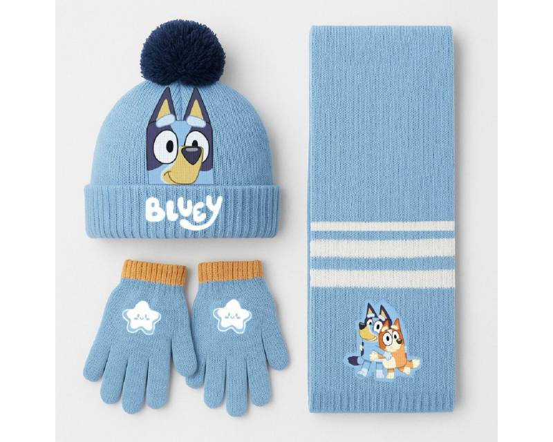 Cerda Mütze & Schal Bluey Kinder 3 Teilig Mütze & Schal & Handschuhe Set von Cerda