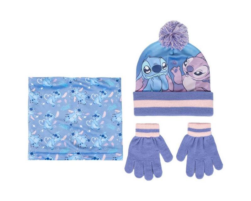 Cerda Mütze & Schal Disney Stitch Kinder 3 Teilig Mütze & Schal & Handschuhe Set von Cerda