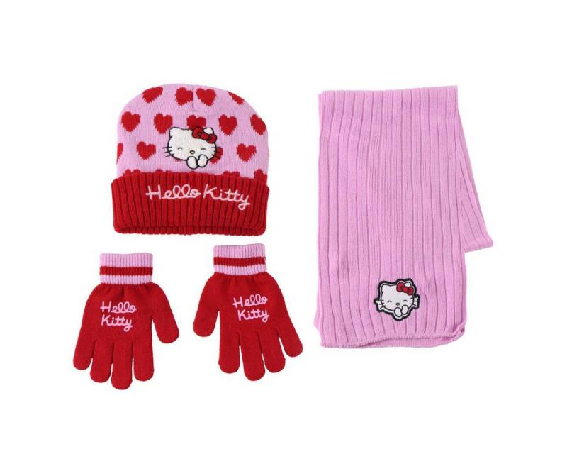 Cerda Mütze & Schal Hello Kitty Kinder 3 Teilig Mütze & Schal & Handschuhe Set von Cerda