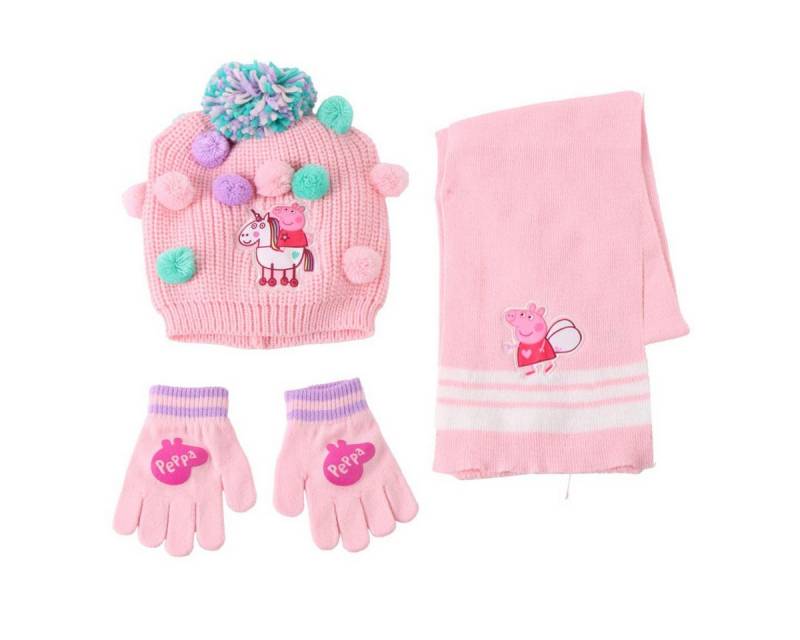Cerda Mütze & Schal Peppa Pig Kinder 3 Teilig Mütze & Schal & Handschuhe Set von Cerda