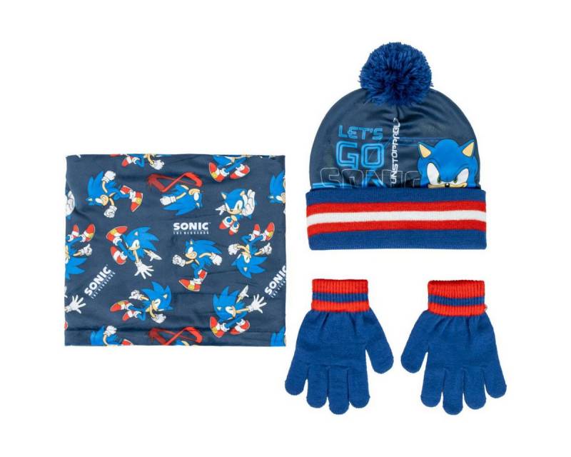 Cerda Mütze & Schal Sonic Kinder 3 Teilig Mütze & Schal & Handschuhe Set von Cerda