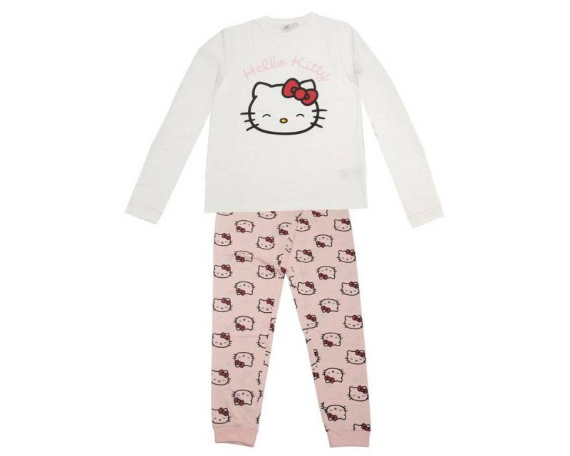 Cerda Pyjama Hello Kitty Damen lang Baumwollmix Single Jersey Schlafanzug von Cerda