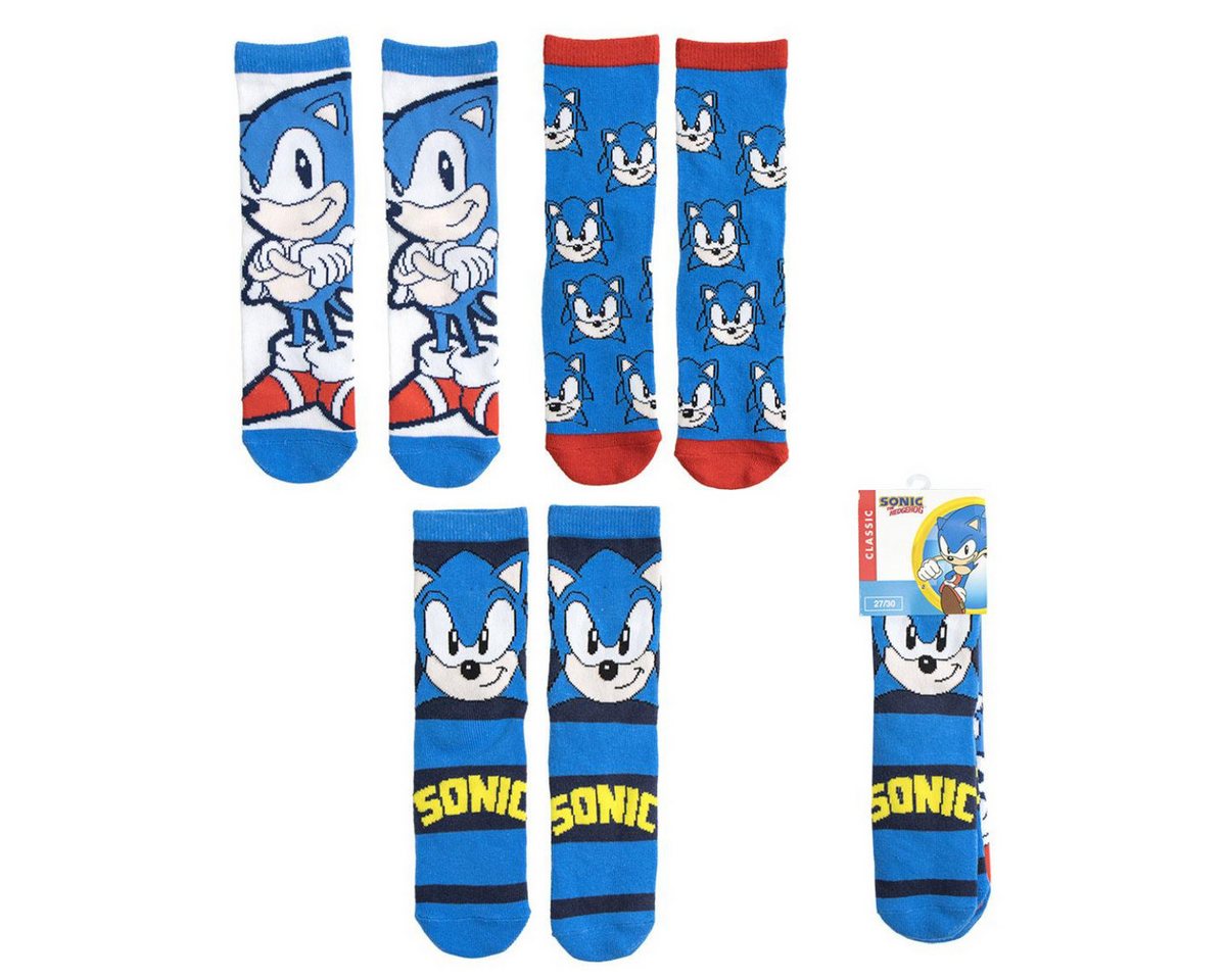 Cerda Socken Sonic the Hedgehog Kinder Socken Set 3 Paar bequem Baumwoll-Mix Cerda Socken Sonic the Hedgehog Kinder Socken Set 3 Paar bequem Baumwoll-Mix von Cerda