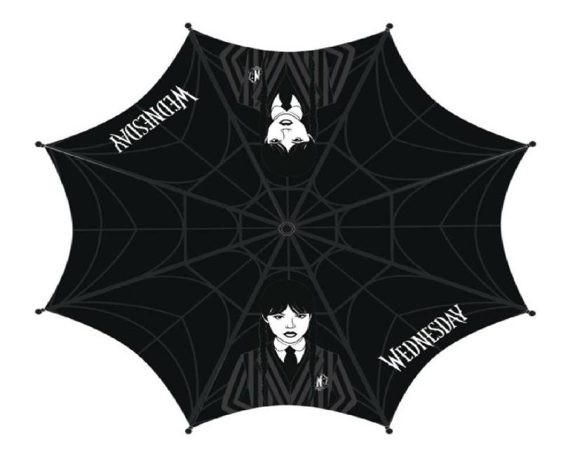 Cerda Taschenregenschirm REGENSCHIRM WEDNESDAY SCHWARZ MATTE BLACK von Cerda