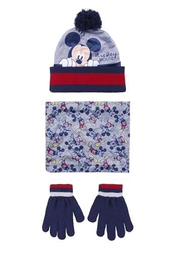 Cerdà Mädchen Set Invernale Mütze, Handschuhe und Nackenwärmer Mickey Mouse Grau, Bleu et Rouge, Taille Unique von CERDÁ LIFE'S LITTLE MOMENTS