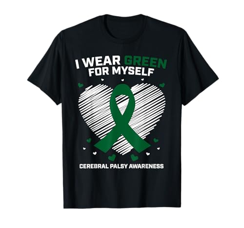 Kinder Jungen Mädchen Herz I Wear Green Cerebral Lähmung Bewusstsein T-Shirt von Cerebral Palsy Awareness Co