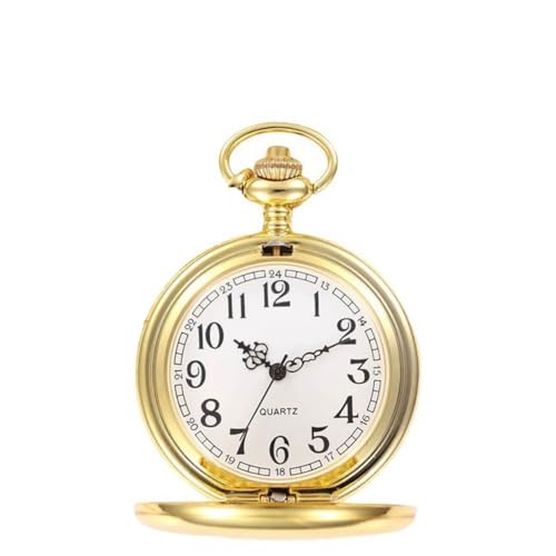 Cerioll Vintage Taschenuhr, Retro Quarz Taschenuhr, Retro Taschenuhr Herren Mit Kette, Antik Kettenuhr Mit Arabischen Ziffern, Vintage Herren Taschenuhr Mit Kette, Klassische Herren-Taschenuhr, Gold von Cerioll