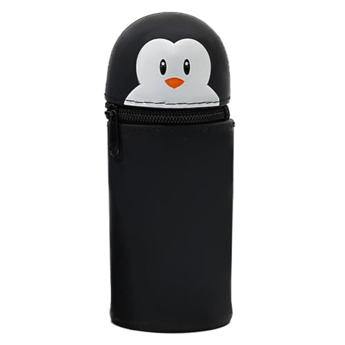 Federmäppchen Pinguin, Pencil Case, Federmappe, Weiche Silikontasche, Mäppchen, Ständer Schlampermäppchen, Cartoon Stifteköcher, 2 in 1 Silikon Federmäppchen für Kinder Schule Home Office Supplies von Cerioll
