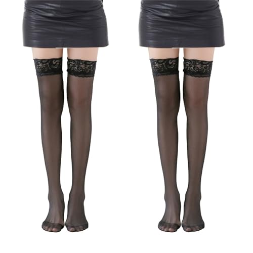 Lange Röhre Silikon Rutschfeste Spitzensocken,2 Paar Halterlose Netzstrümpfe,Damen Spitzenstrümpfe,Oberschenkel Hohe Strümpfe Spitzen Seiden,Halterlose Strümpfe Damen,Hohe Oberschenkel Seidenstrümpfe von Cerioll