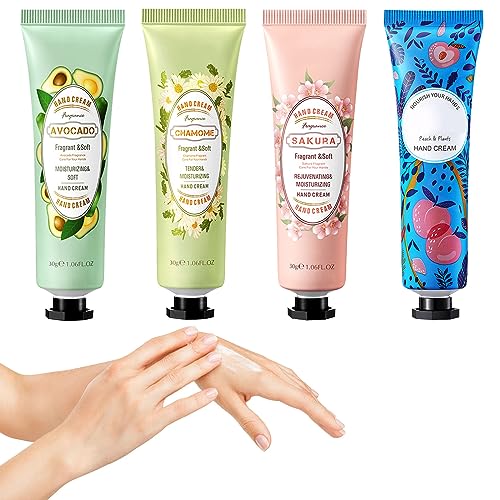 Mini Handcreme Set, Mini Handcreme Tube, Mini Handcremes, Mini-Handcreme, 4 Stück Fragrance Hand Creme Set, Feuchtigkeitsspendende, Handcreme For Women, Handcreme Set Für Trockene, Hand Lition von Cerioll
