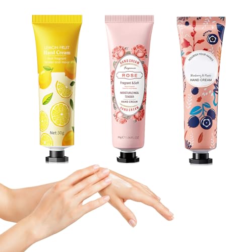 Mini Handcreme Set, Mini Handcremes, Mini Handcreme Tube, 3 Stück Fragrance Hand Creme Set, Mini-Handcreme, Feuchtigkeitsspendende, Handcreme For Women, Handcreme Set Für Trockene, Hand Lition von Cerioll