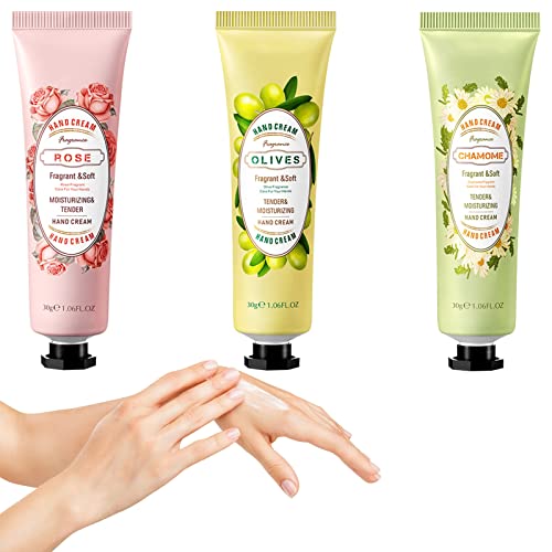 Mini Handcreme Set, Mini Handcremes, Mini Handcreme Tube, 3 Stück Fragrance Hand Creme Set, Mini-Handcreme, Feuchtigkeitsspendende, Handcreme For Women, Handcreme Set Für Trockene, Hand Lition von Cerioll