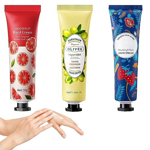 Mini Handcreme Set, Mini Handcremes, Mini Handcreme Tube, 3 Stück Fragrance Hand Creme Set, Mini-Handcreme, Feuchtigkeitsspendende, Handcreme For Women, Handcreme Set Für Trockene, Hand Lition von Cerioll