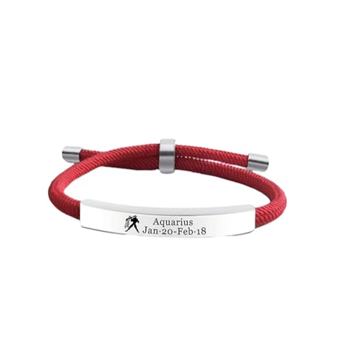 12 Sternzeichen-Armbänder Für Damen Und Herren – Modisches Rotes Geflochtenes Seil, Verstellbare Armbänder, Paargeschenke, Schmuckarmreif Für Damen, Herren, Jungen, Mädchen von Cernomal