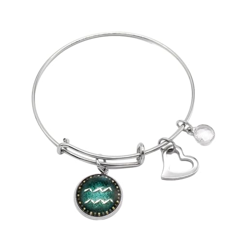 Cernomal 12 Sternbild-Armbänder – Personalisierter Sternzeichen-Herz-Charm, Verstellbar, Kreativer Armreif, Für Damen Und Herren, Schmuckzubehör, Geschenk, Wassermann, Verstellbar von Cernomal