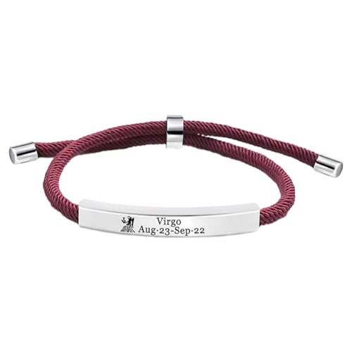 Cernomal 12 Sternbild-Armbänder – Punk-Mode-Paare, Geflochtenes Seil, 12 Sternzeichen, Weißer Charm-Armreif, Herren-Armband, Schmuck, Geschenk, Verstellbare Armbänder, Jungfrau, Verst von Cernomal