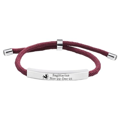 Cernomal 12 Sternbild-Armbänder – Punk-Mode-Paare, Geflochtenes Seil, 12 Sternzeichen, Weißer Charm-Armreif, Herren-Armband, Schmuck, Geschenk, Verstellbare Armbänder, Schütze, Verst von Cernomal