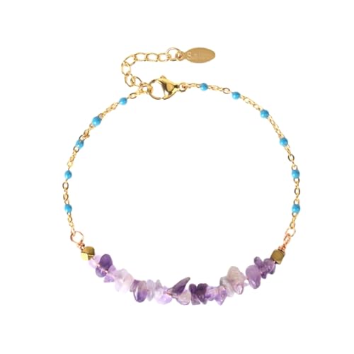 Cernomal Armbänder Aus Natürlichem Amethyst Und Meerblauem Stein – Böhmischer Kristallstein, Unregelmäßige, Abgebrochene Perlen, Verstellbarer Armreif, Armbandschmuck Für Frauen, M von Cernomal