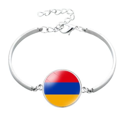 Cernomal Armband Mit Armenien-Flagge – Asiatische Länder, Kulturelement, Glaskuppel, Cabochon, Handkette, Armband, Verstellbarer Armreif, Schmuck, Geschenk Für Männer Und Frauen, Wei von Cernomal