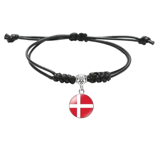 Cernomal Armband Mit Dänemark-Flagge – Modischer, Verstellbarer Armreif Aus Geflochtenem Leder, Handgefertigter Schmuck, Armband-Zubehör, Geburtstagsgeschenk Für Männer Und Frauen, S von Cernomal