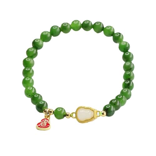 Cernomal Hetian-Jade-Armband Für Damen – Kürbis-Charm, 6 Mm Perlenstein-Armreif, Edelsteine, Stretch-Armband, Zubehör, Schmuck, Geschenke Für Frauen Und Mädchen, Steinarmband, 6 Mm von Cernomal